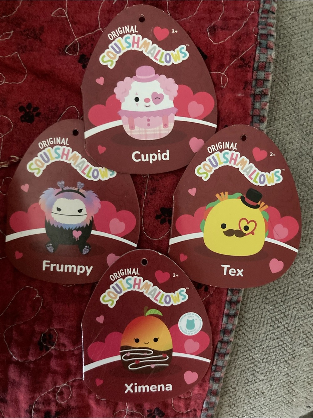 Squishmallows Tag Set - Red and Pink Heart Designs